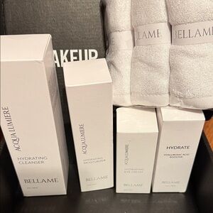 Bellame Acqua Luminere Skincare Set with facial towels